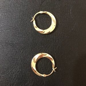 New 18K real yellow gold hoop earrings